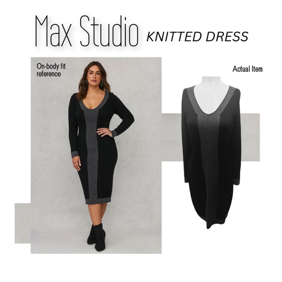 Max studio Knitted Sweater Dress/long sleeve/Midi Length/NWOT - Picture 1 of 10